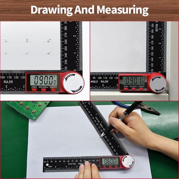 Digital Angle Finder Protractor Ruler Carbon Fiber Plastic WoodworkingTools1Pack - Picture 12 of 12